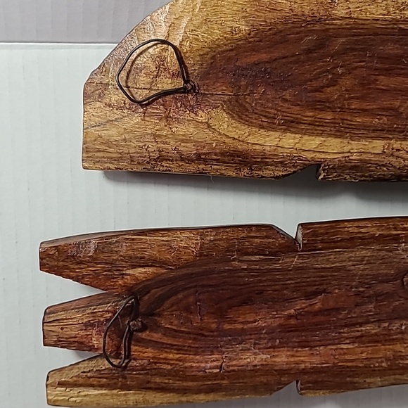 Handcrafted Wood Wall African Masks Embossed Stone 14.5"x3.5" - Picture 6 of 6